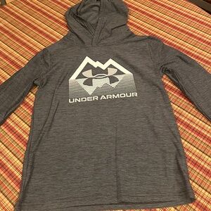 Hooded Under Armour"Stature Logo Jersey Hoodie" Grey Boys M NWT